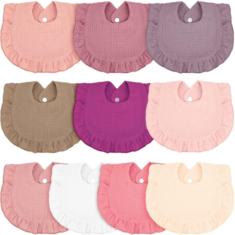 10 Delightful Cotton Baby Bibs – Ruffle Design for Stylish Teething Support